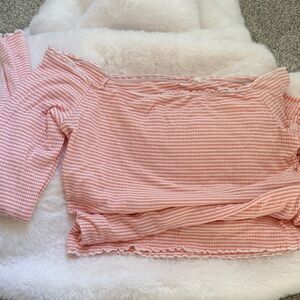 Pink Gingham Off-Shoulder Top